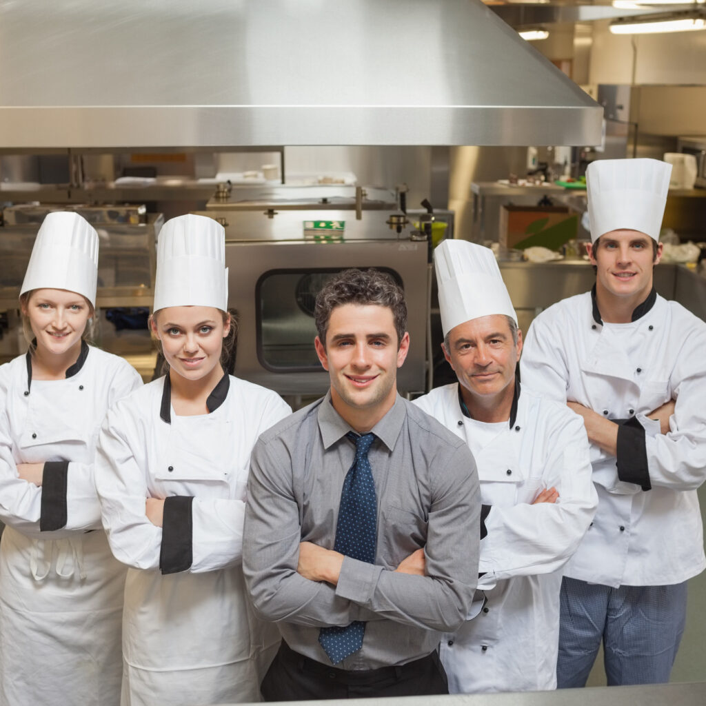 team of a restaurant in kitchen